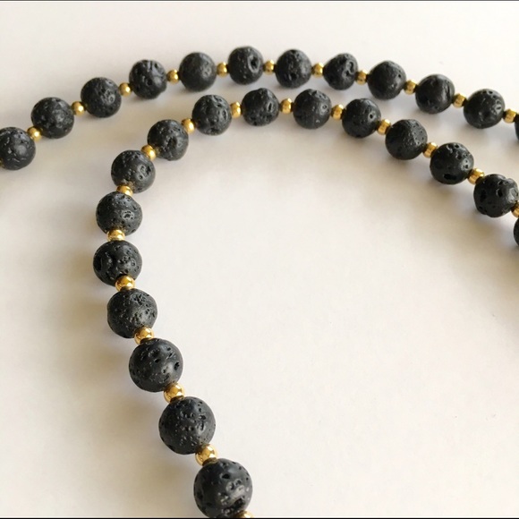 Lava w/ Rhinestone studded Carnelian pendant - Picture 3 of 3