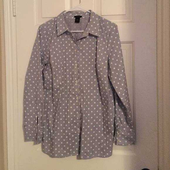 Ann Taylor polka dot button down dress shirt