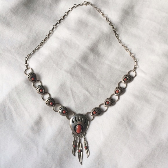 Sterling silver and coral necklace