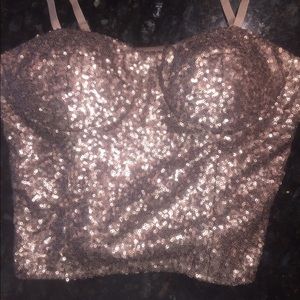 Gold sequined crop top