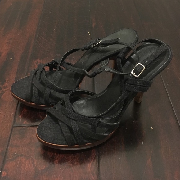 Aldo black canvas high heel sandal