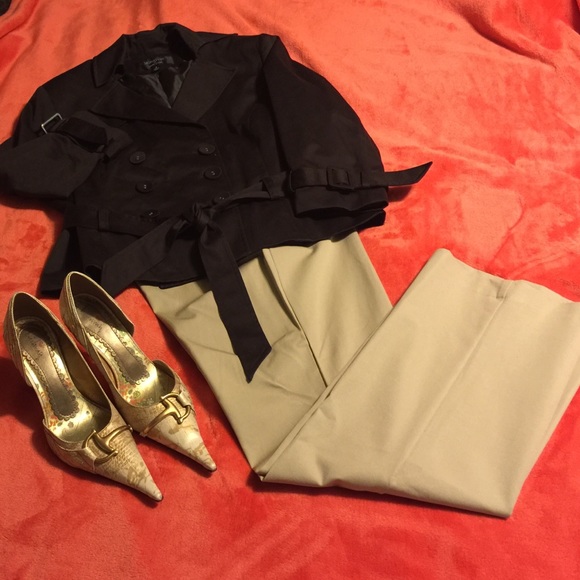 Dark chocolate short cropped trench jacket.