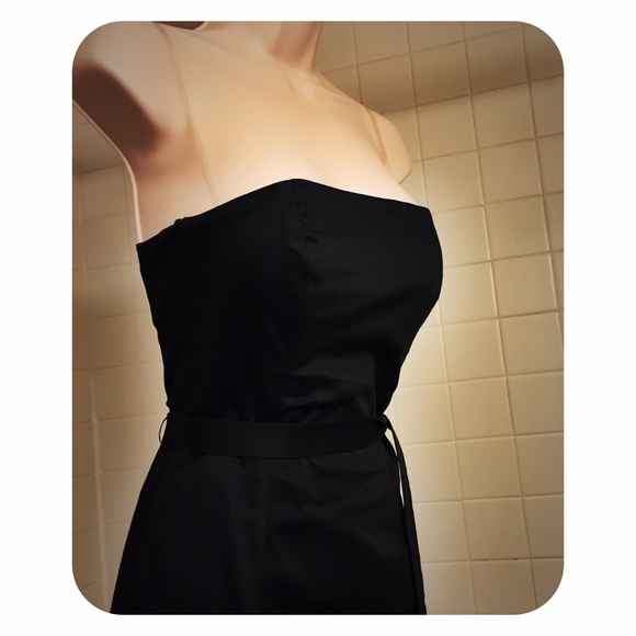 Little Black WHBM Strapless Dress w/ Sash - size 4 - Picture 3 of 4