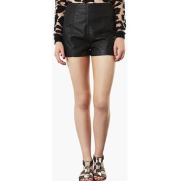 Topshop Lola High Waist Faux Leather Shorts