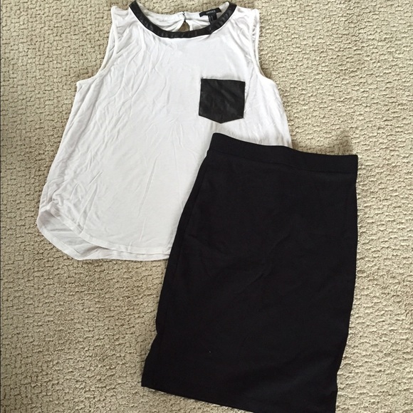 Bundle: Forever21: black skirt and white top