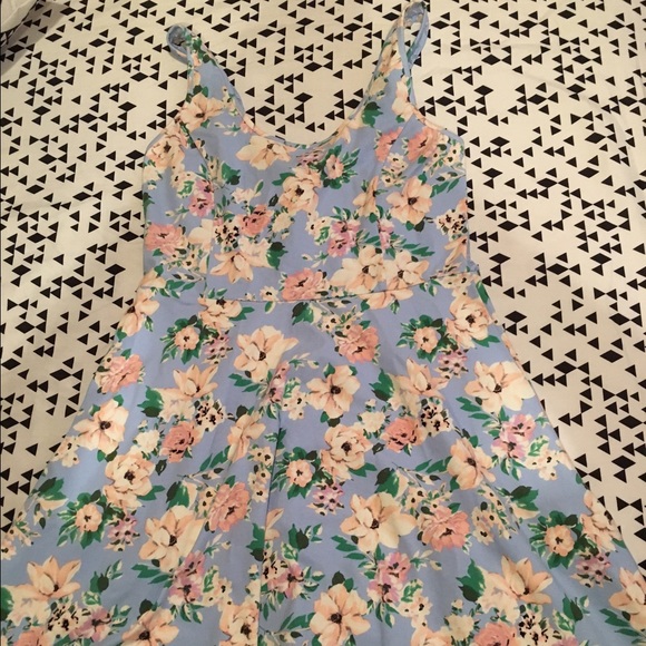 Light blue flower skater skirt dress