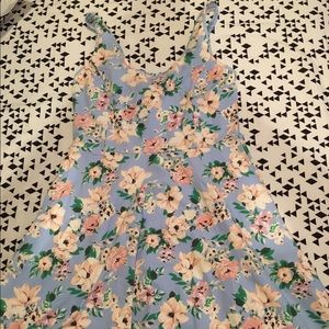 Light blue flower skater skirt dress