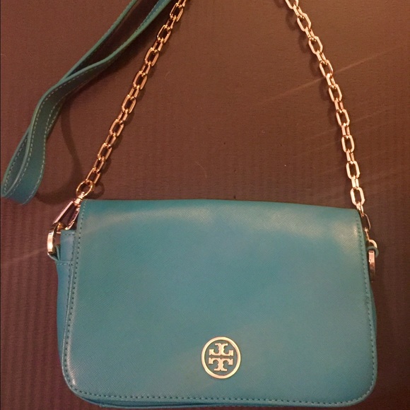 TORY BURCH like new blue crossbody bag chain strap