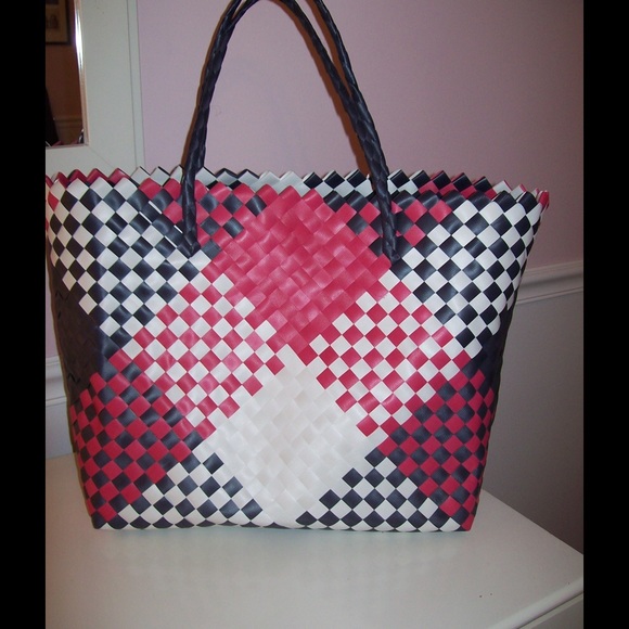 Woven Plaid Beach Bag