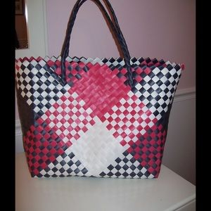 Woven Plaid Beach Bag