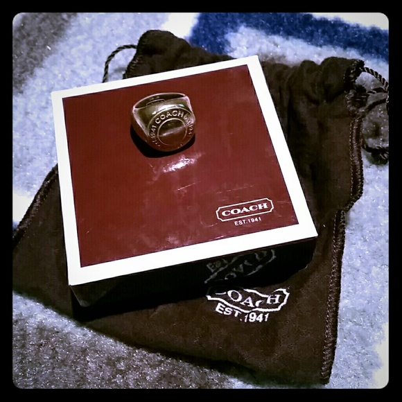 Authentic Coach Logo Button Ring