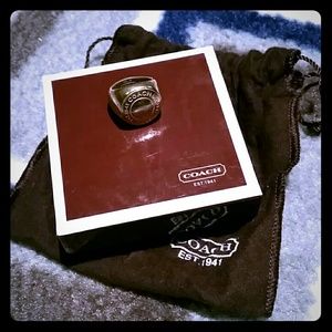 Authentic Coach Logo Button Ring