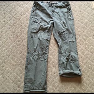Wide Leg Khaki Cargo Pants Convertible