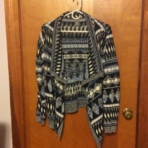 Tribal blue and white cardigan