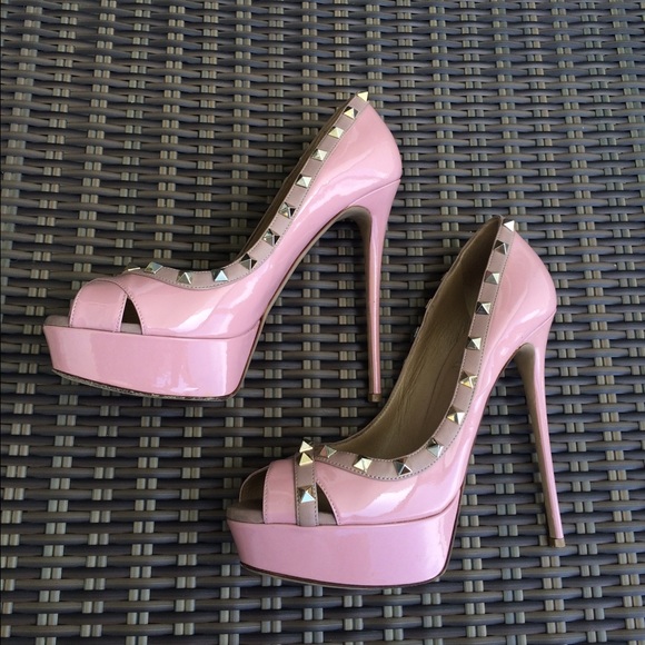 Valentino Pink Patent Rockstud Heels