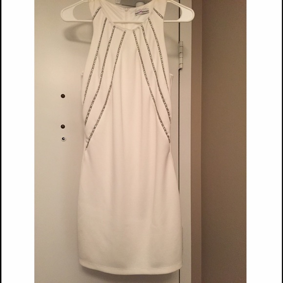 White dainty hooligan dress with jewel accents