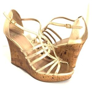 Fergalicious Metallic Strappy Wedge