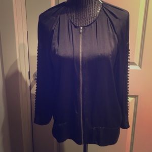 Black IRO zip blouse w sleeve cutout detail IT38 4