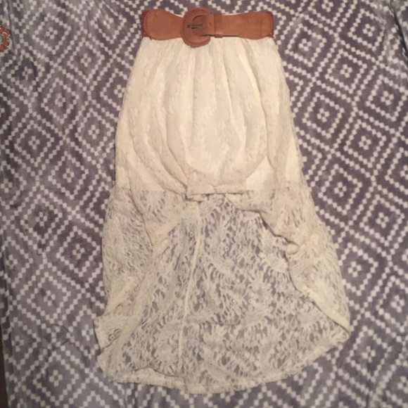 High low skirt with belt