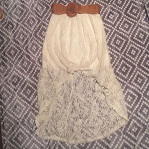 High low skirt with belt