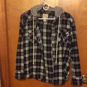 Flannel with detachable hood