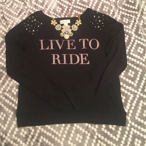 Live to ride sweatshirt with studs