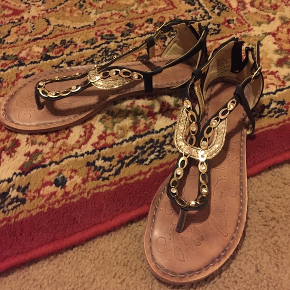 Black & Gold Sandals