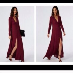 Misguided burgundy chiffon dress NWT