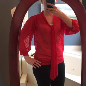 Limited semi sheer red blouse