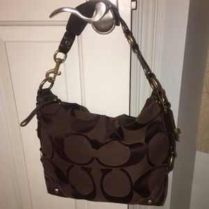 Coach brown canvas shoulder bag