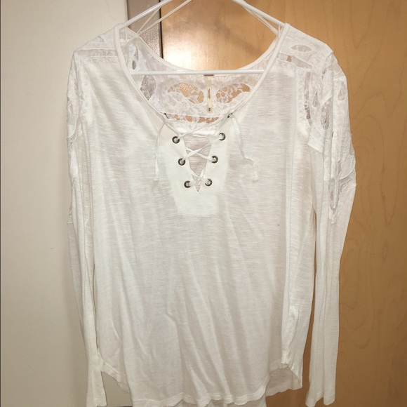 Free People white Lace up top - Picture 1 of 1