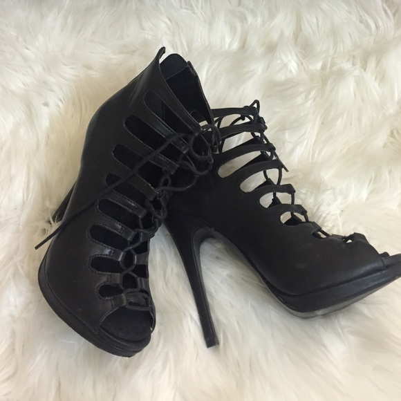 Black lace up heels