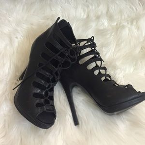 Black lace up heels
