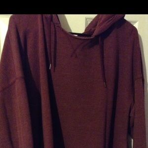 Maroon colored hooded sweatshirt