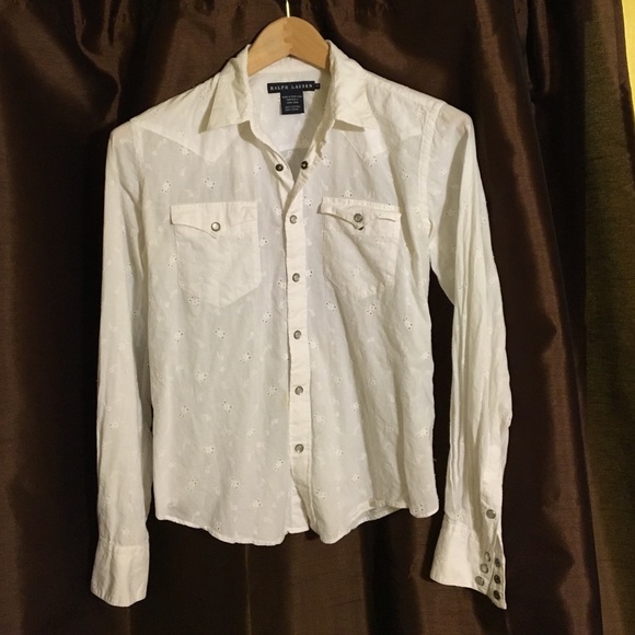 Ralph Lauren white eyelet Western shirt