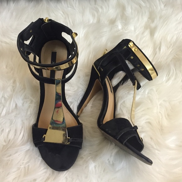 Black and gold heels