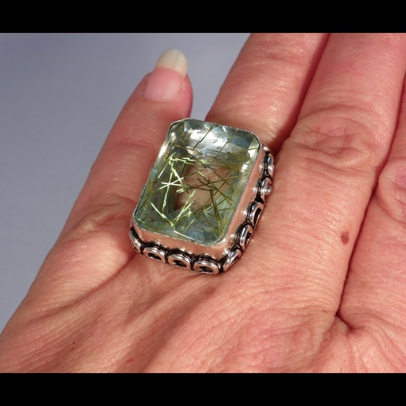 Awesome Big Golden Rutile Ring - Picture 3 of 3