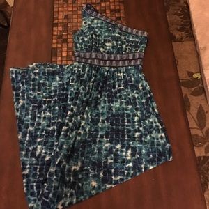 Blue one shoulder maxi dress