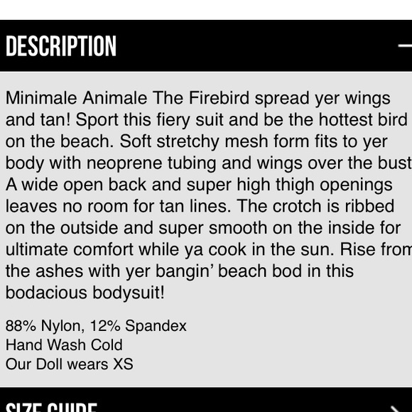 Minimale animale firebird swimsuit Sz S new - Picture 4 of 4