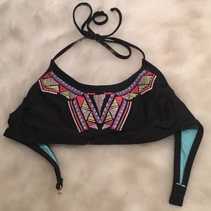 ✨ black Aztec embroidered bikini top ✨