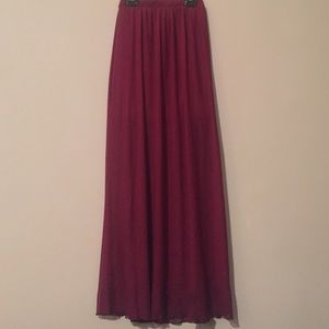 Macy's: Burgandy Maxi Mesh Underlined Skirt