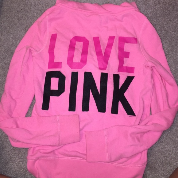 PINK hot pink zip up hoodie