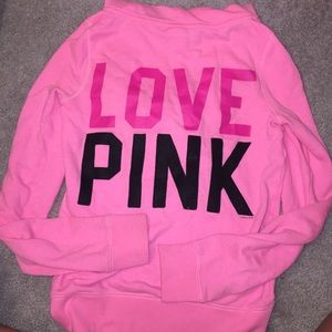 PINK hot pink zip up hoodie