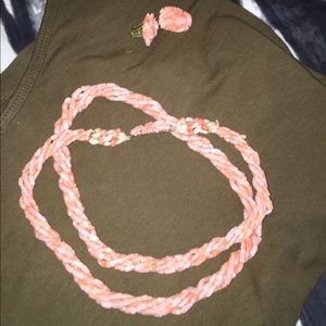 Pink rose ratings and necklace