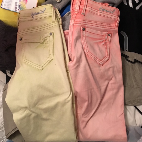Cute jeans , one lime green , the other pink