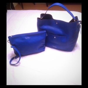 Blue Nicole Miller handbag/tote with crossbody