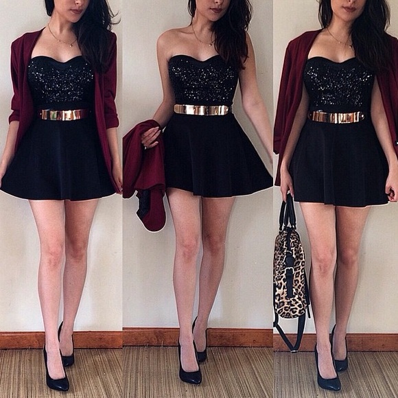 Black sequin bustier