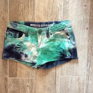 Teal and blue tue dye shorts