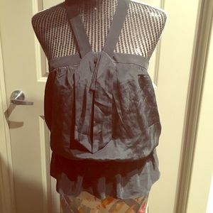 100% silk Nanette Lepore peplum halter w/ bow sz8