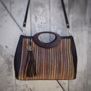 🌟HP🌟Relic brown faux leather and straw purse